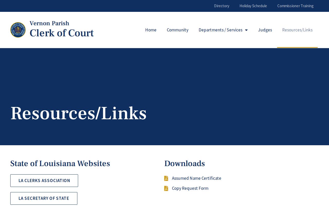 Vernon Parish case search resources from the Clerk of Court