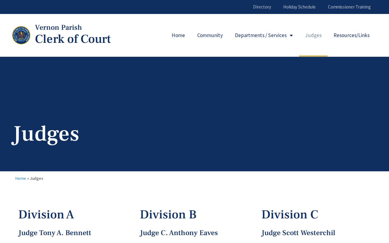 Vernon Parish court docket Clerk of Court judges directory