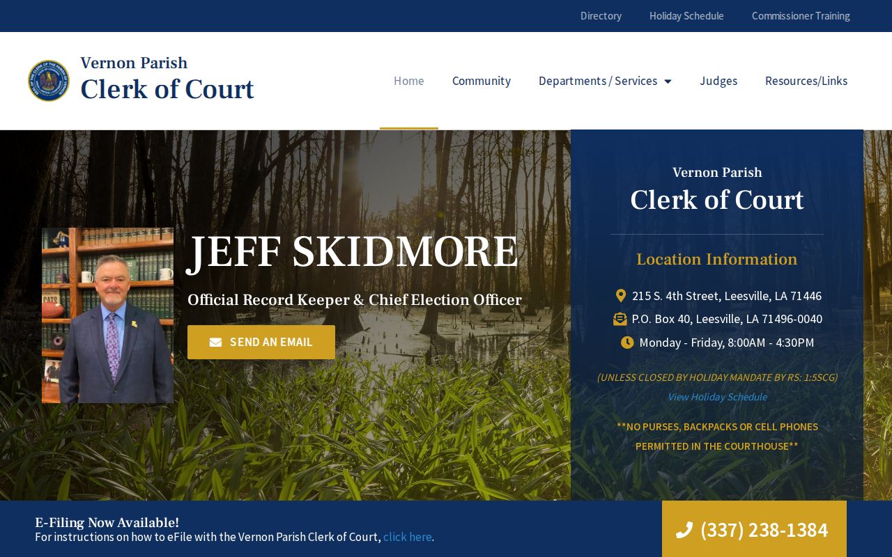 Vernon Parish court docket and Clerk of Court records homepage